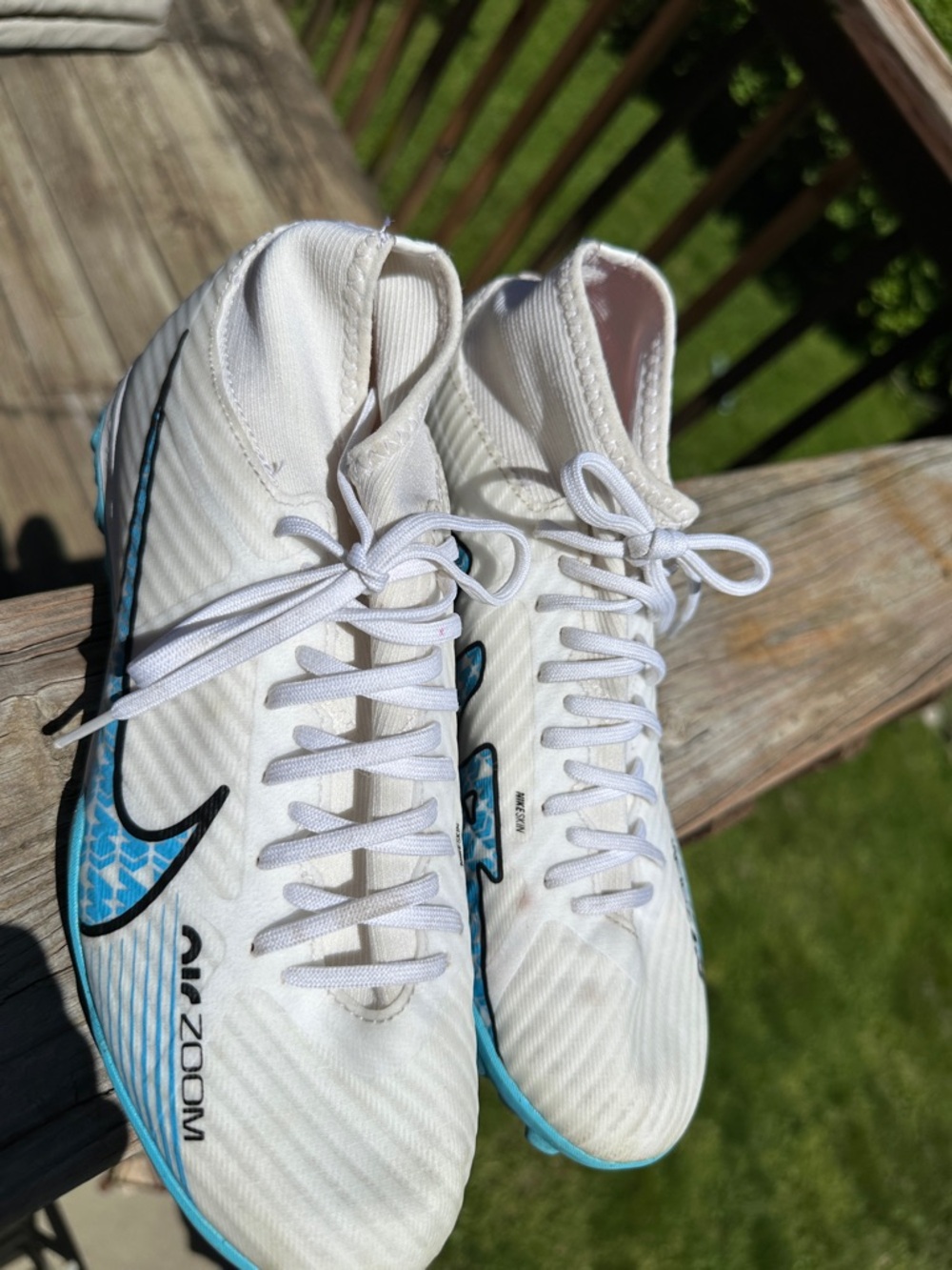 Nike Air Zoom Mercurial White & Teal Turf Soccer Shoes Youth Sz 6.5 - Picture 2 of 7